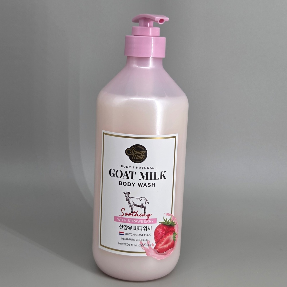 Shower‎ Mate Goat Milk Body Wash 800ml Strawberry Soothing K Beauty Skincare